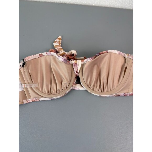 Shade and Shore 34D pink floral halter tie bandeau underwire bikini top NWT - Picture 5 of 5
